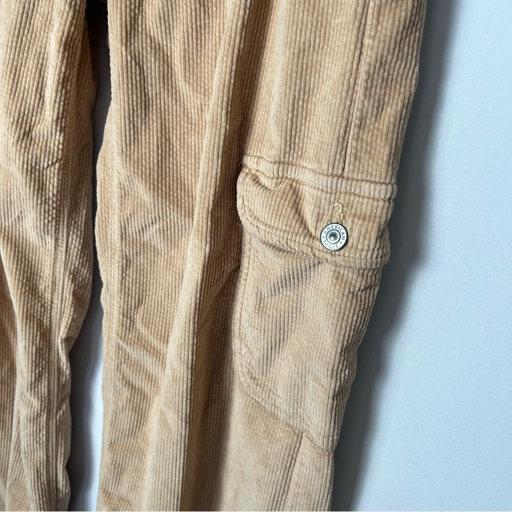 American Eagle Corduroy Pants Super High Rise Baggy Wide Leg Tan Size 000 Cargo - Picture 5 of 10